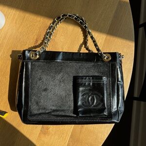 CHANEL Pony Hair Patent Purse - Gold Hardware